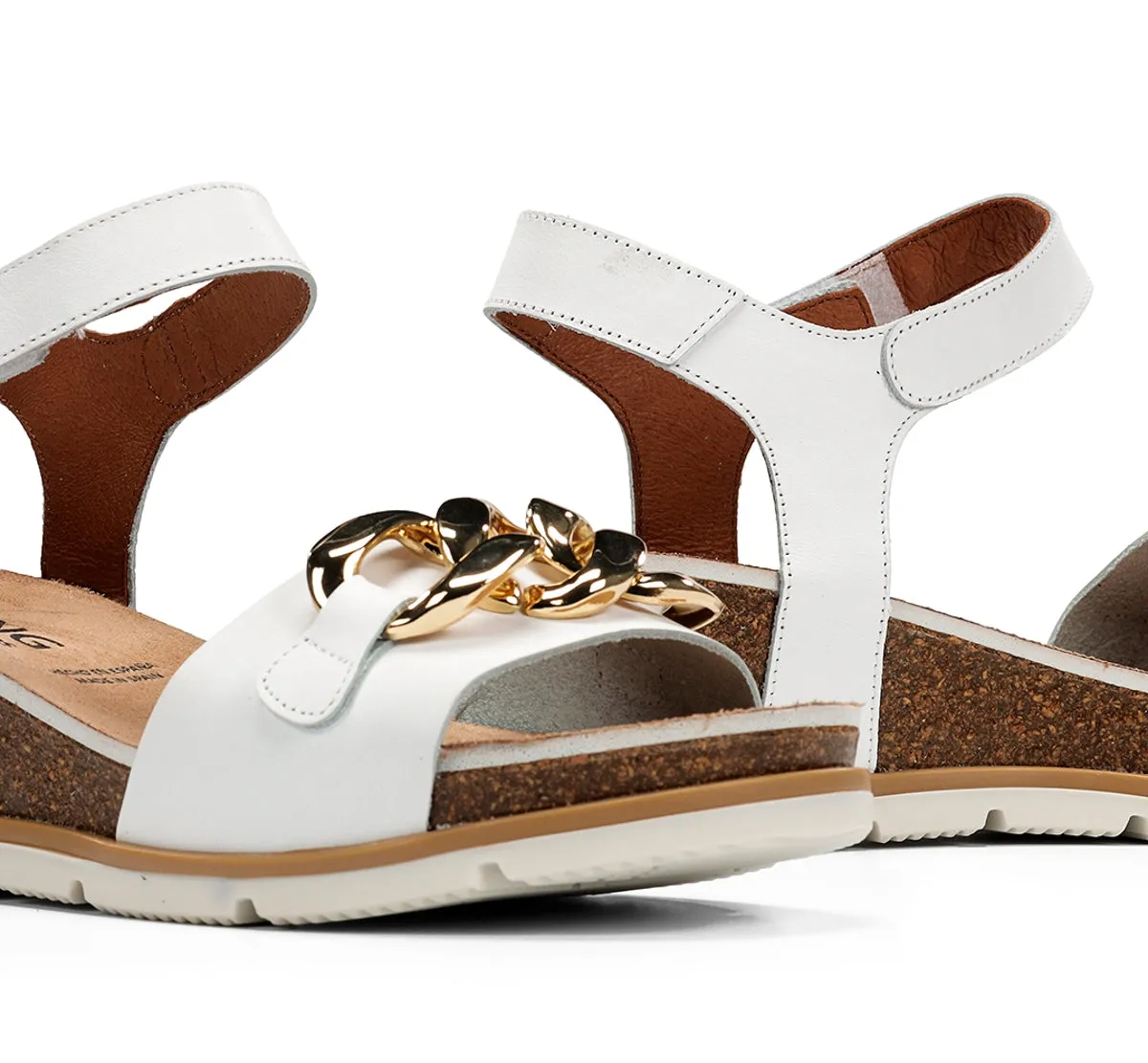 Fluchos Gold D9511 sandali con zeppa bianchi donna