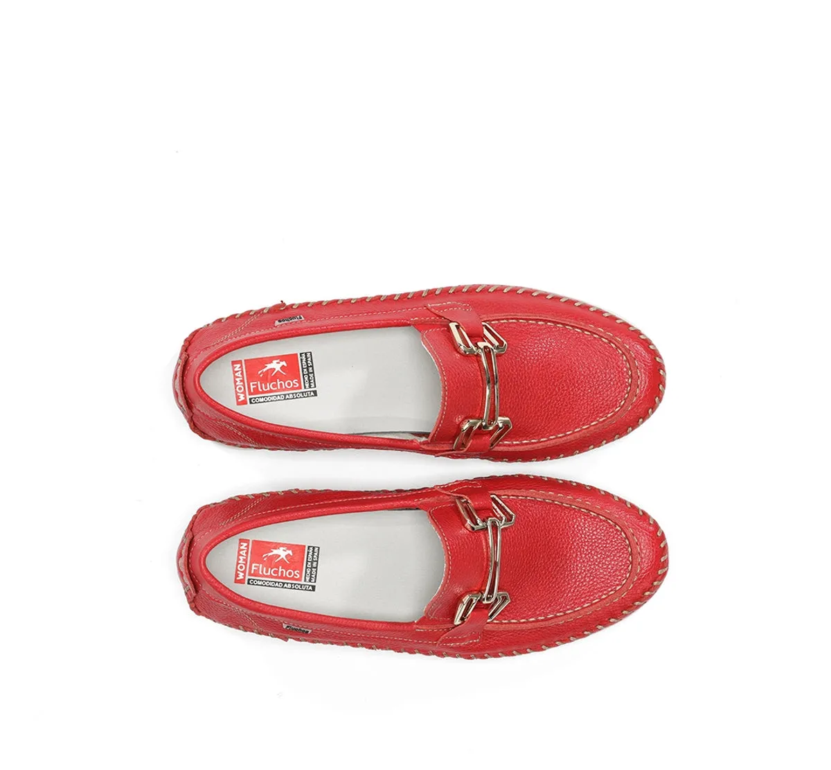 Fluchos Sella F2141 mocassini donna rossi zeppa