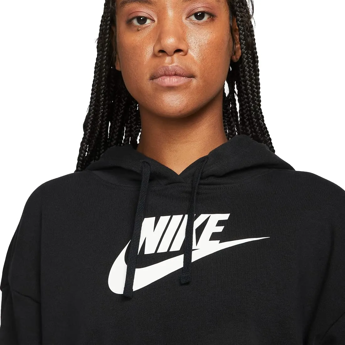 Nike NSW Club Fleece GX Crop felpa donna L nera cappuccio