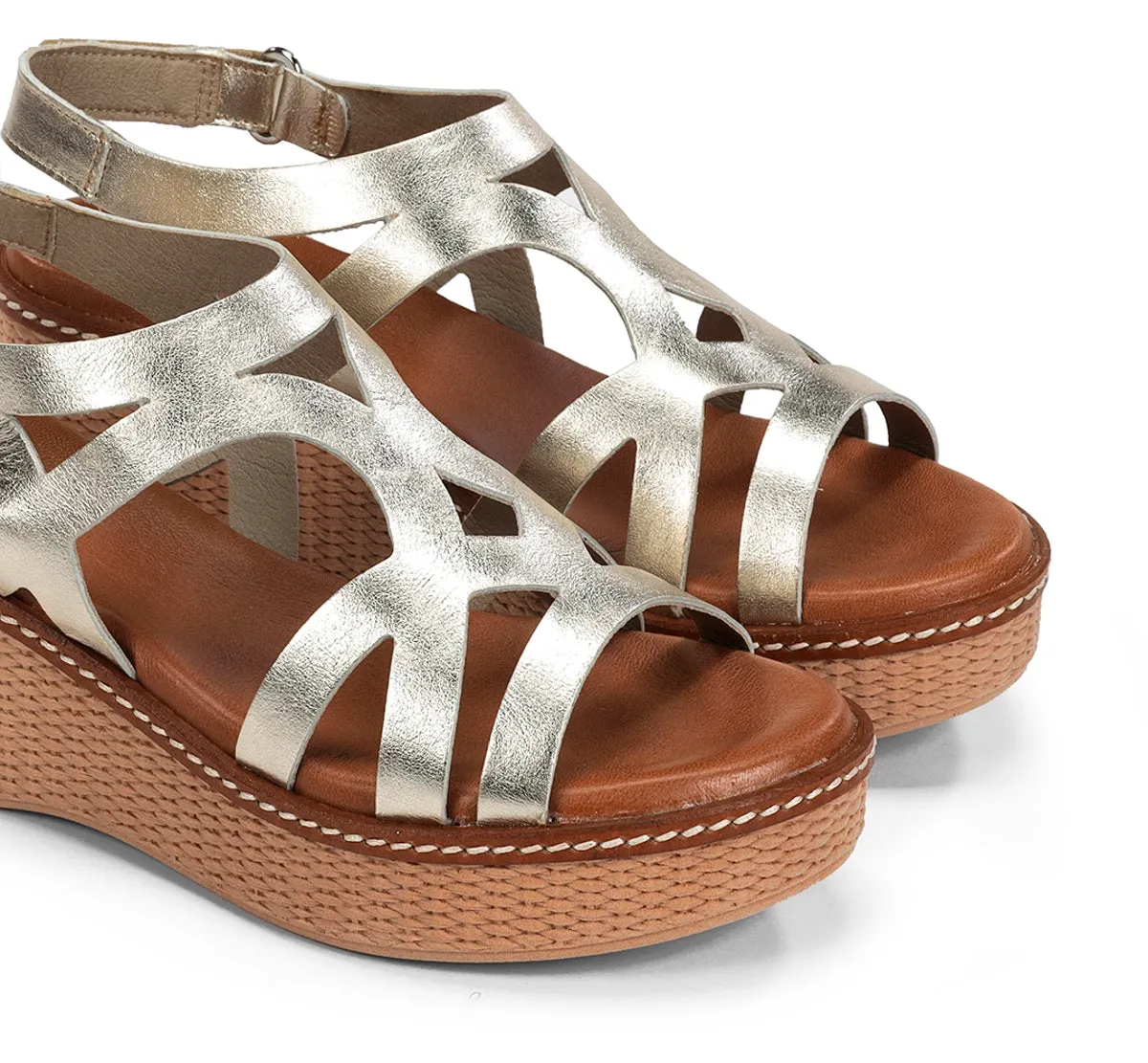 Dorking Nido D9451 sandalo donna oro zeppa espadrillas