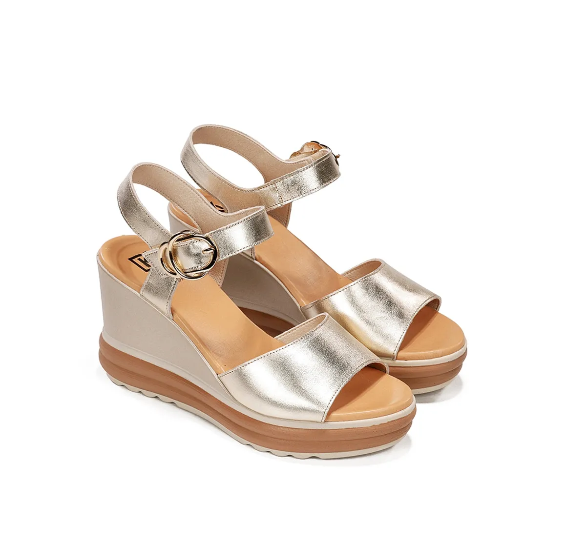 Fluchos Diane D9696 sandali donna zeppa dorati