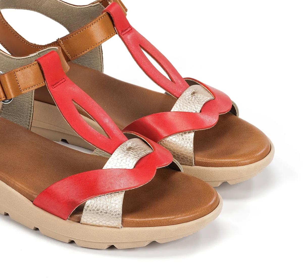Dorking Gandia D9466 sandali donna rossi fibbia