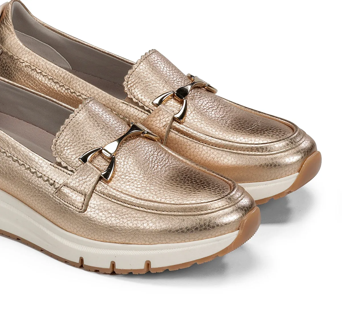 Fluchos Serena D9047 mocassini oro donna comodi
