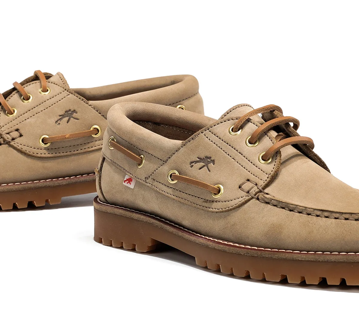 Fluchos Scott F0053 scarpe da barca donna taupe suola gomma