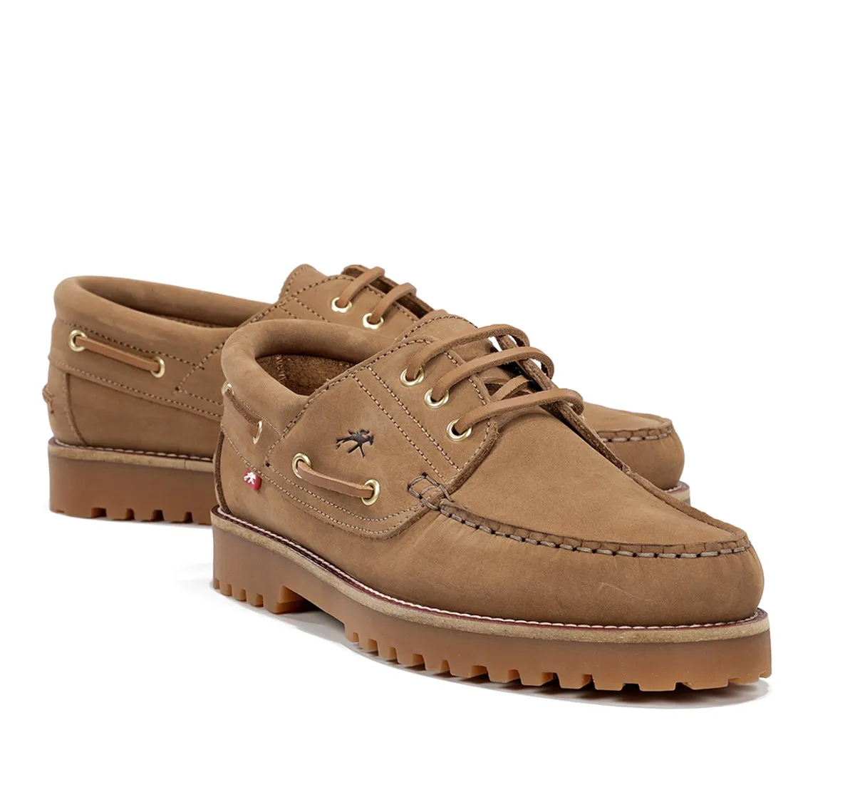 Fluchos Scott F0054 scarpe da barca uomo marroni suola gomma