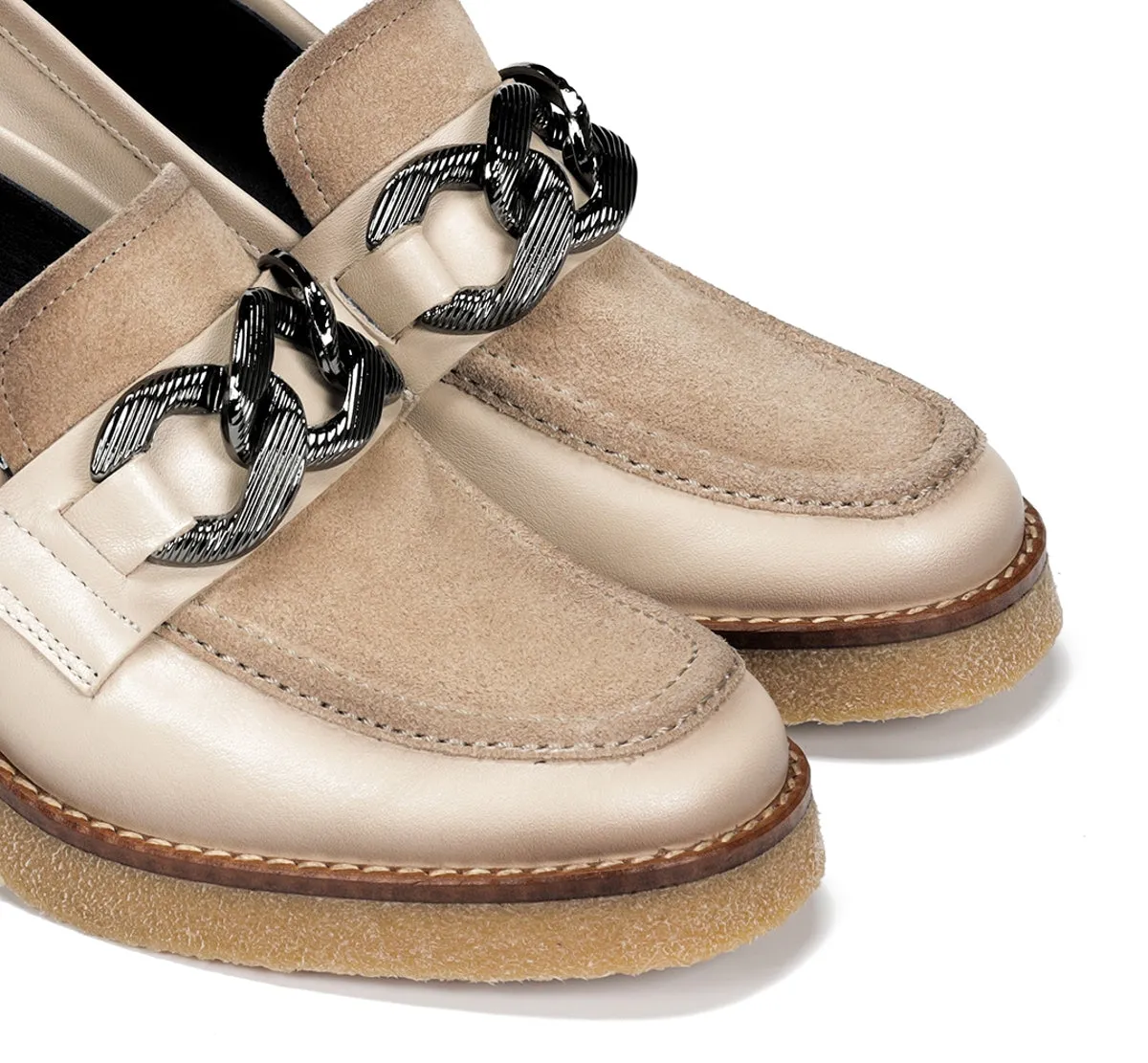 Fluchos Oprah D9193 mocassini tortora tacco medio