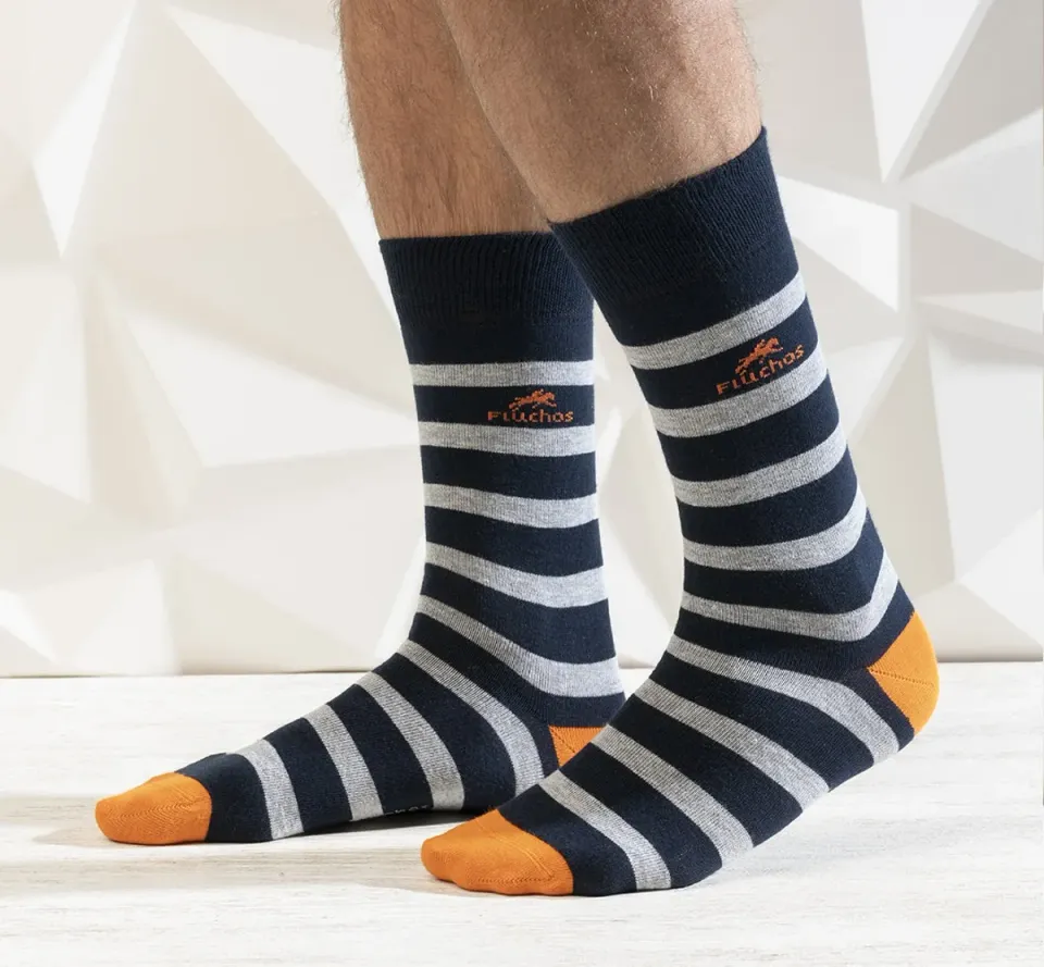 Fluchos CA0009 calzini uomo lunghi blu 2 paia sportivi
