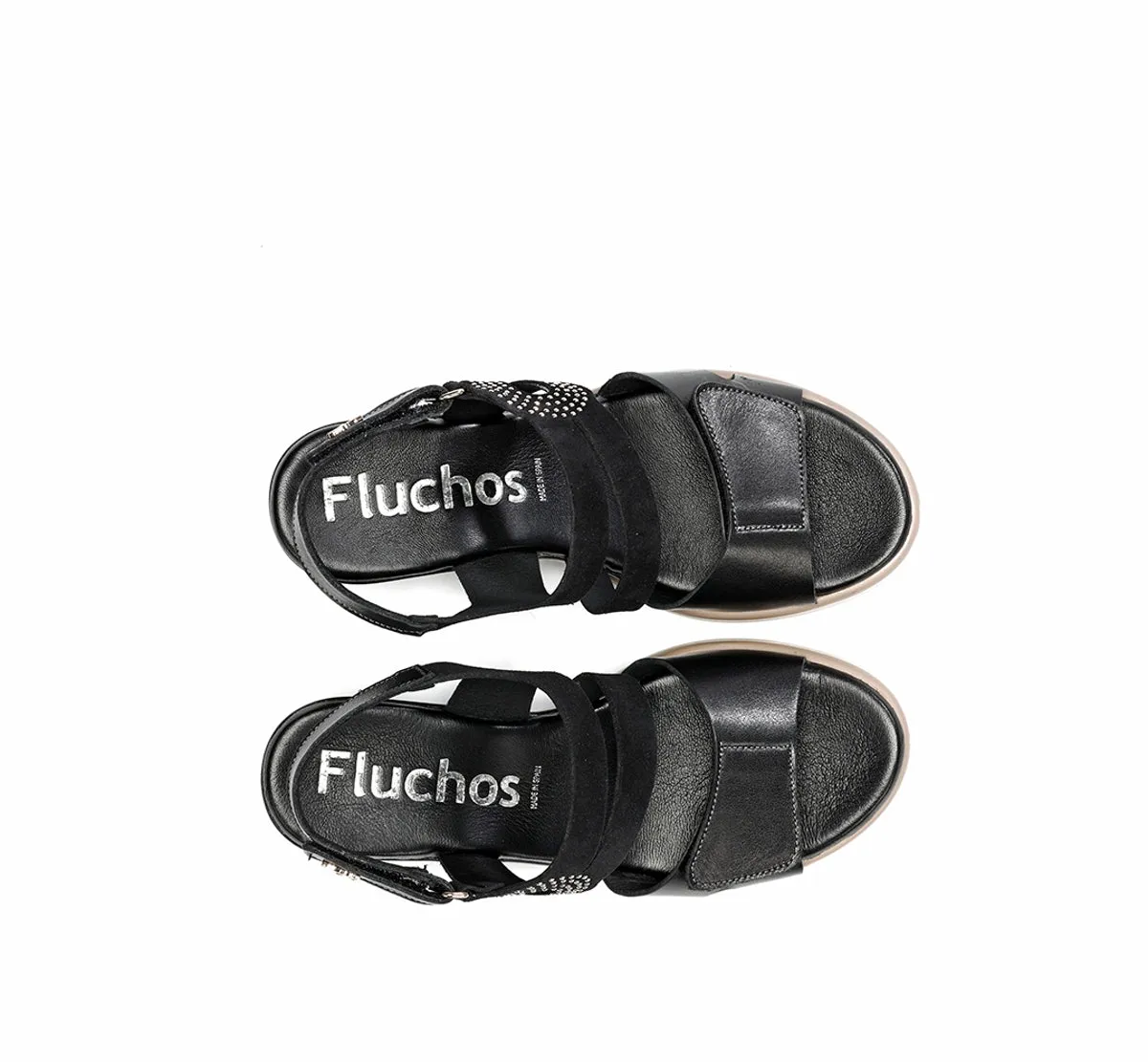 Fluchos Smash F2169 sandali donna neri zeppa