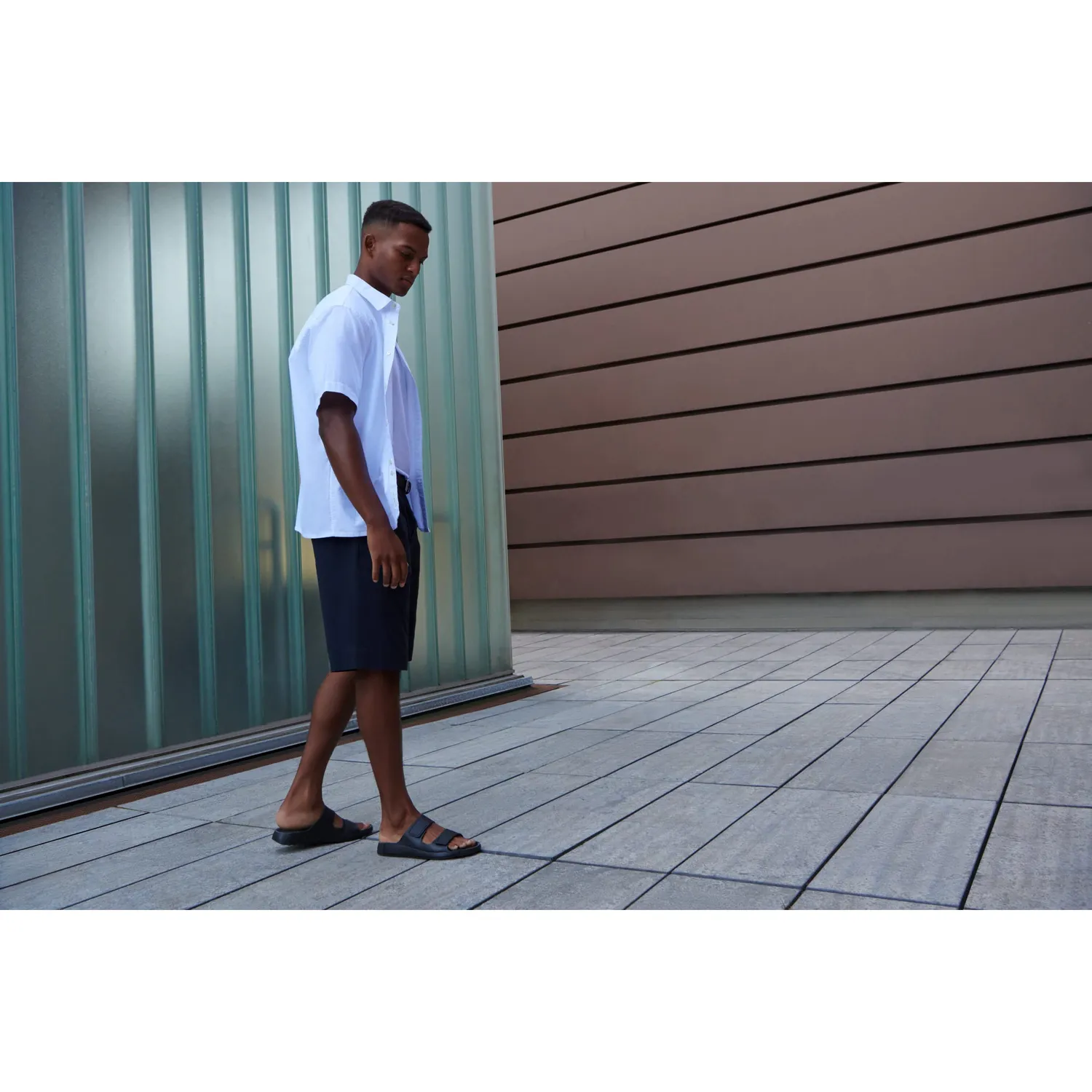 Ecco Cozmo Two Band ciabatte uomo nero pelle comfort