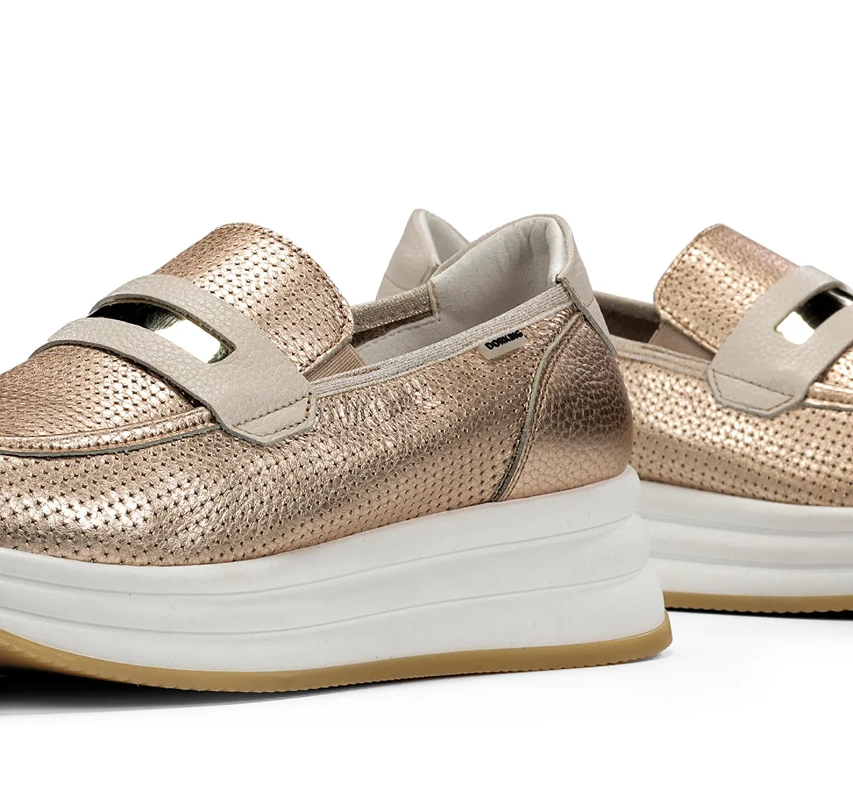Fluchos Draz D9243 mocassini donna oro con zeppa