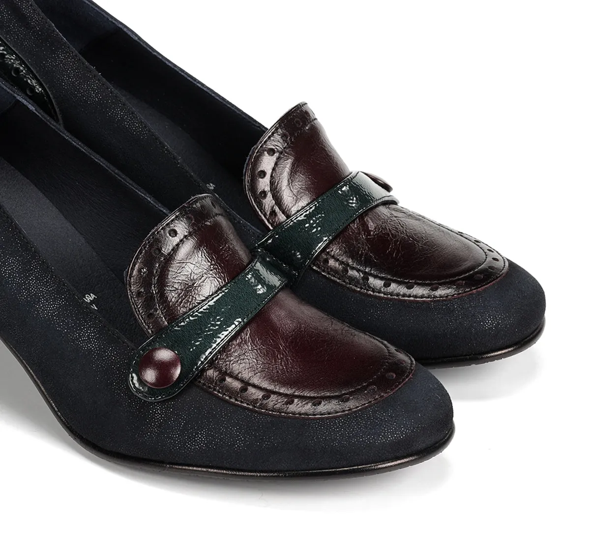 Fluchos Dacy D9614 mocassini donna blu con tacco