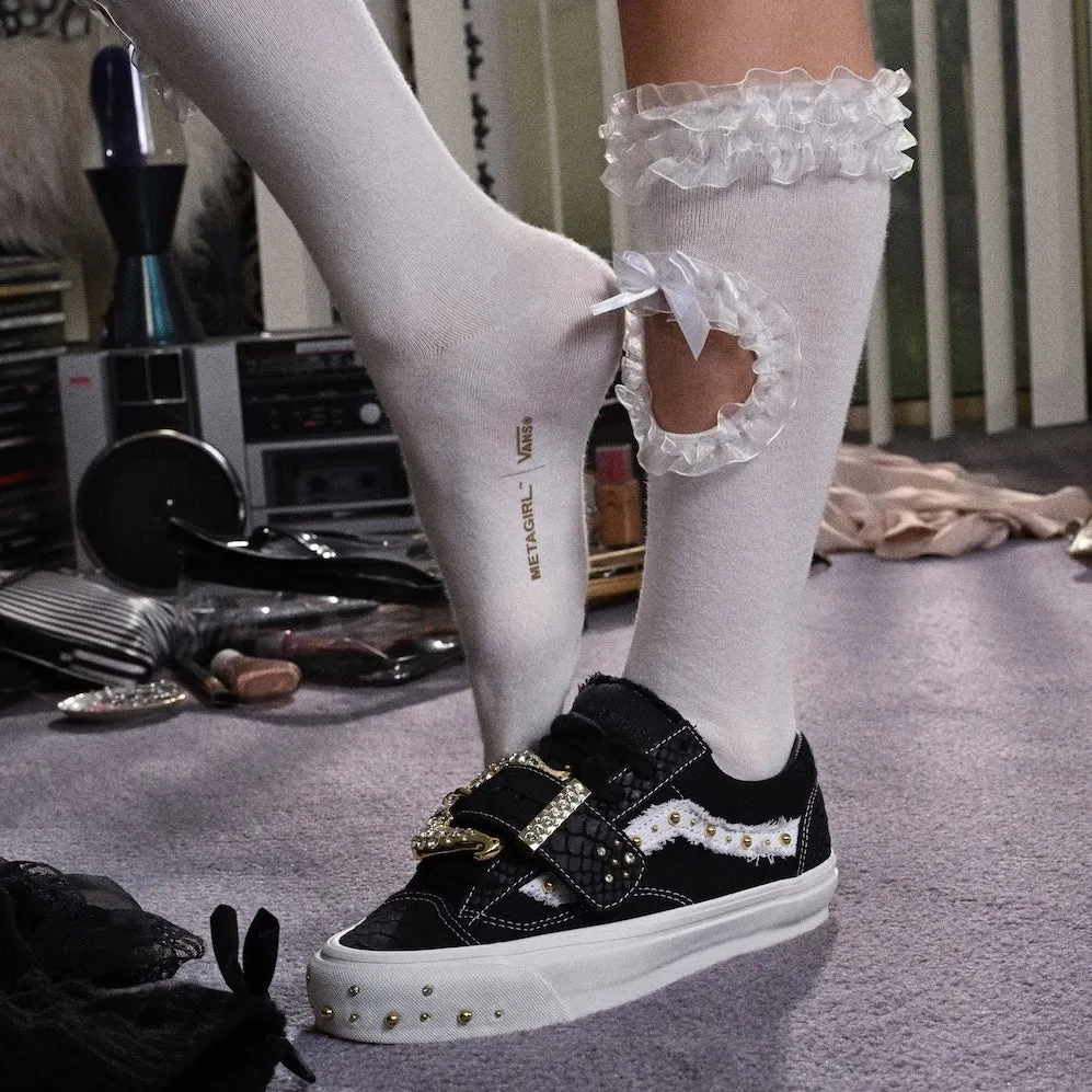 Metagirl Vans Ruffle calze ginocchio bianche taglia M