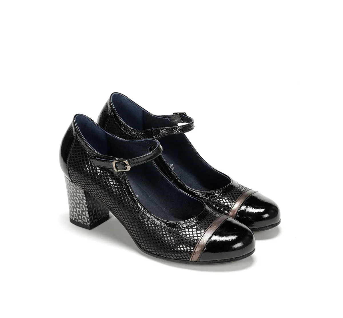 Fluchos RODIN D8669 scarpe tacco donna nere fibbia