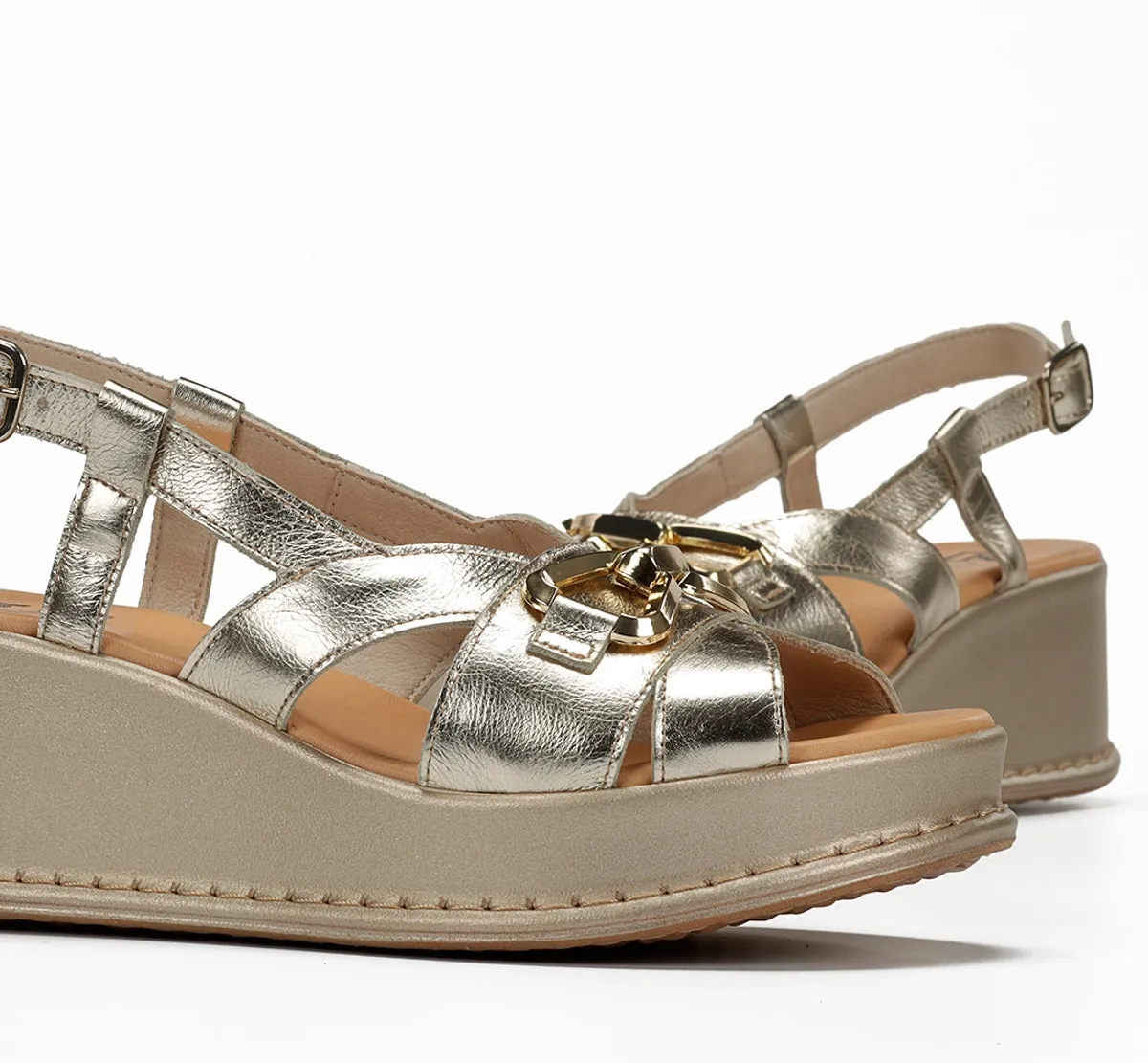Fluchos Windy D9651 sandalo zeppa donna dorato
