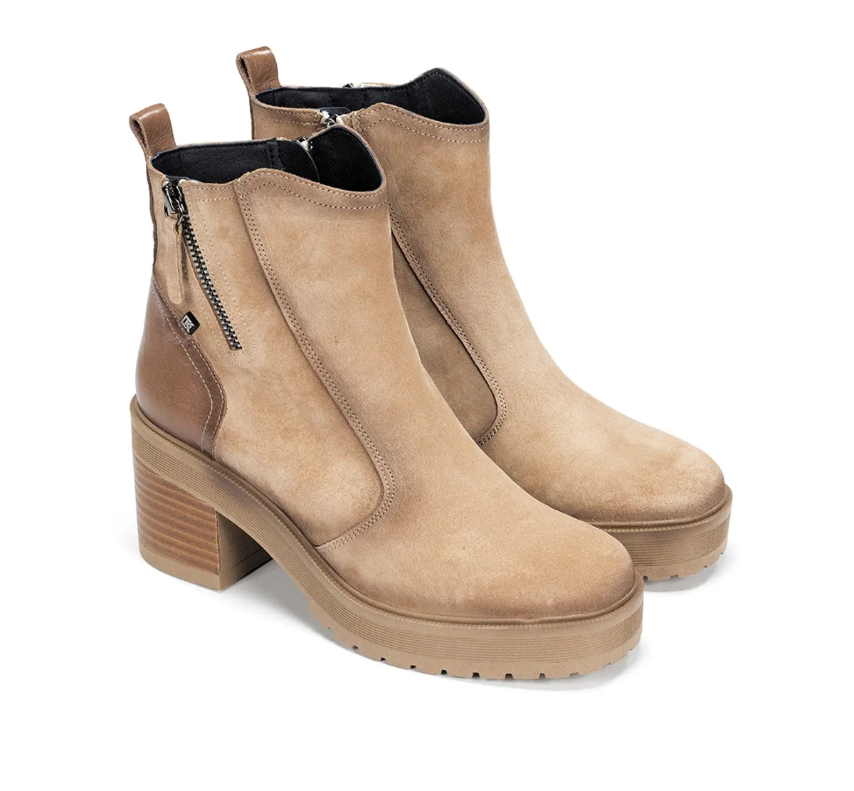 Fluchos Sarah D9353 stivaletto donna taupe tacco largo
