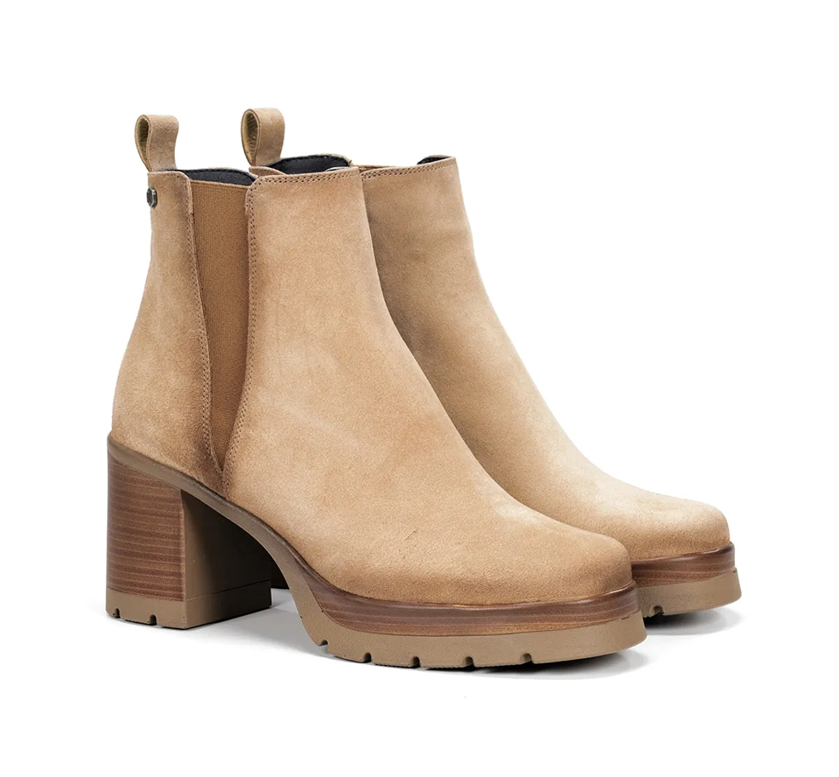 Fluchos Dorking Safe D9414 stivaletti donna taupe tacco legno