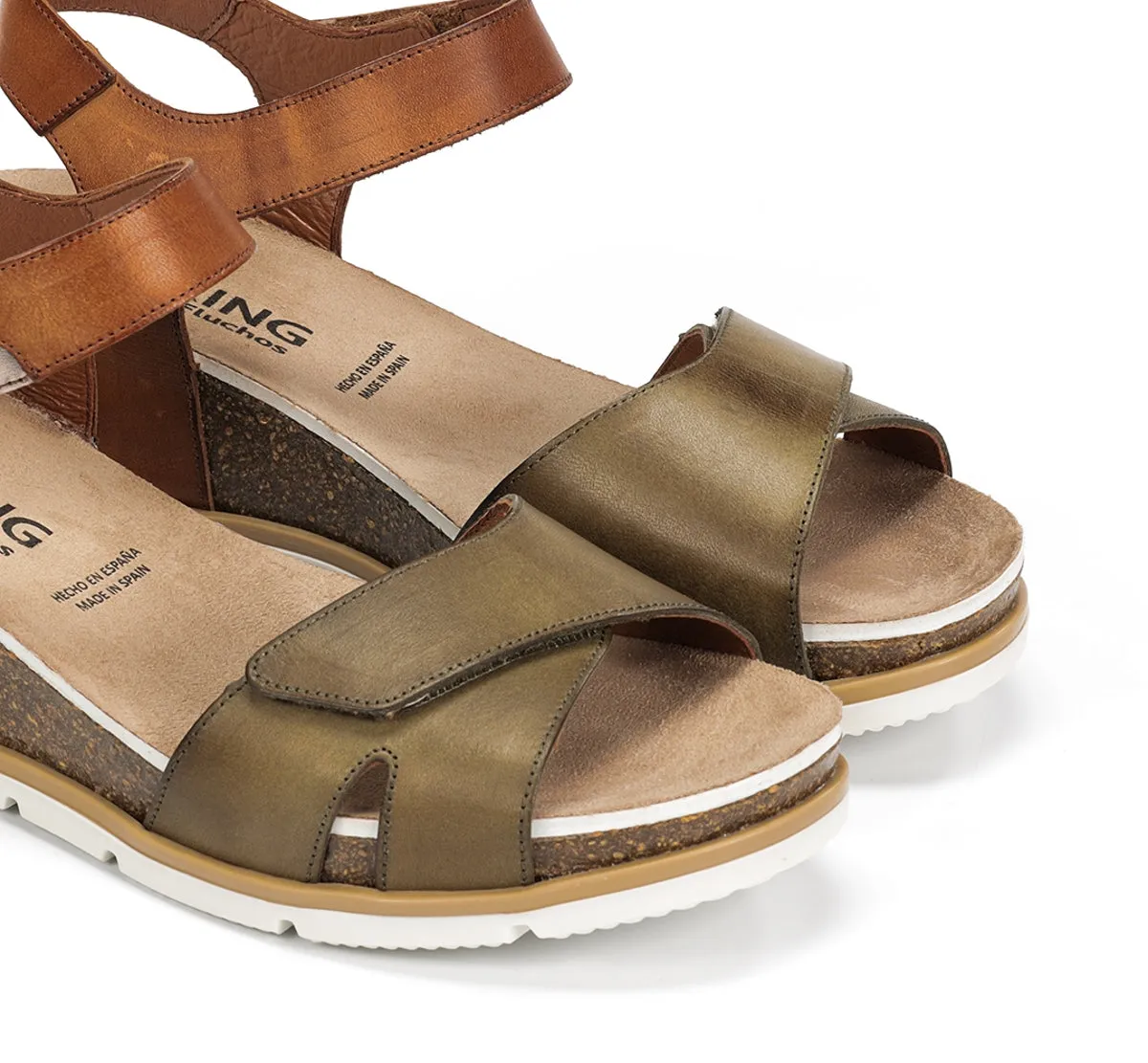 Dorking Gold D9512 sandali donna verdi zeppa comoda