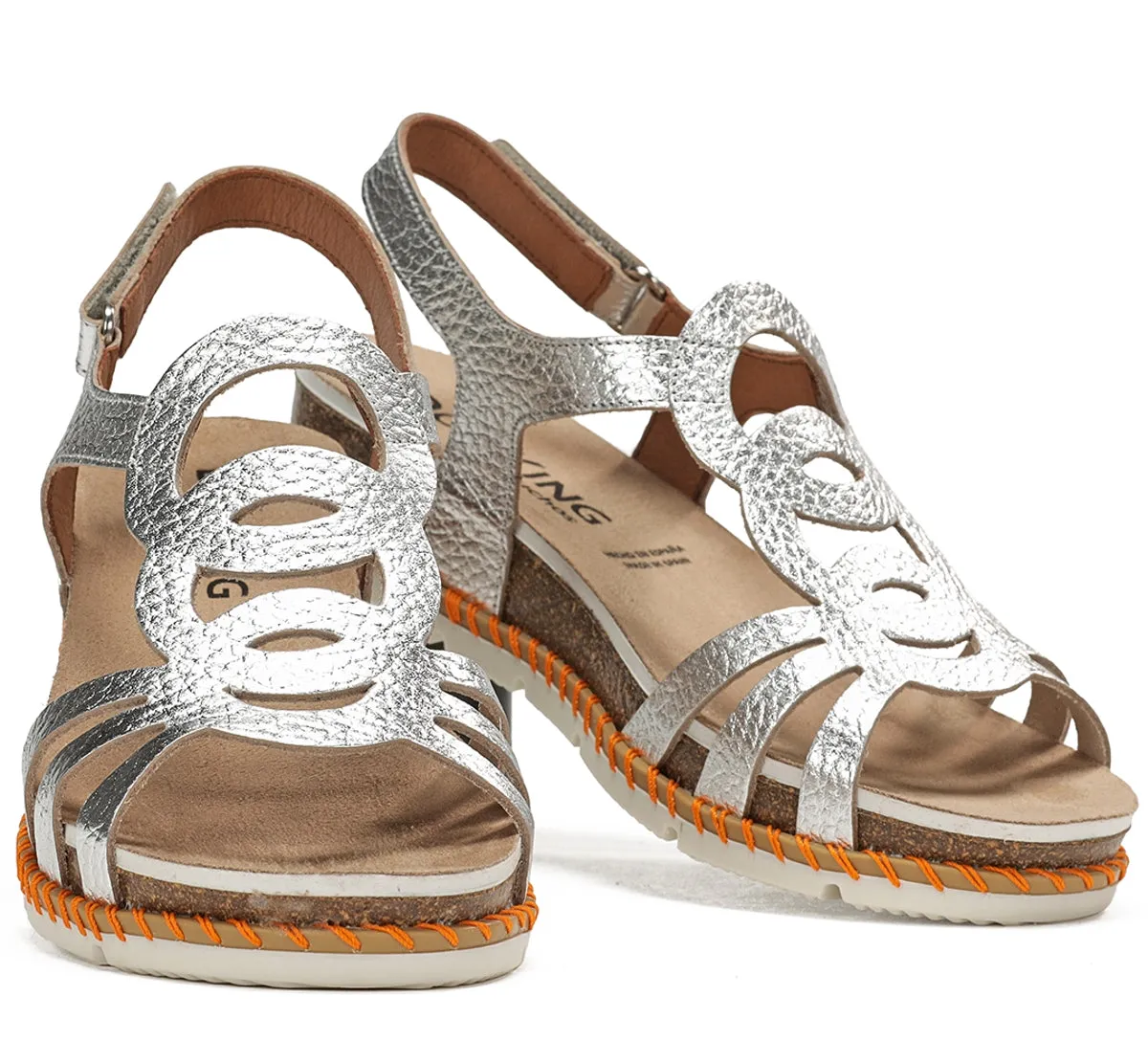 Dorking Sport D9322 sandali donna argento velcro