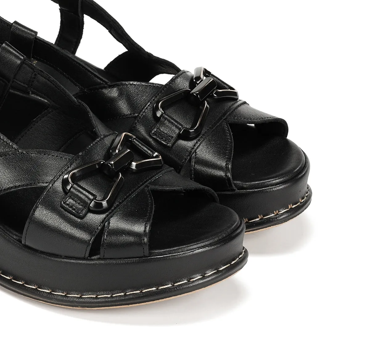 Dorking Windy D9651 sandali donna neri zeppa
