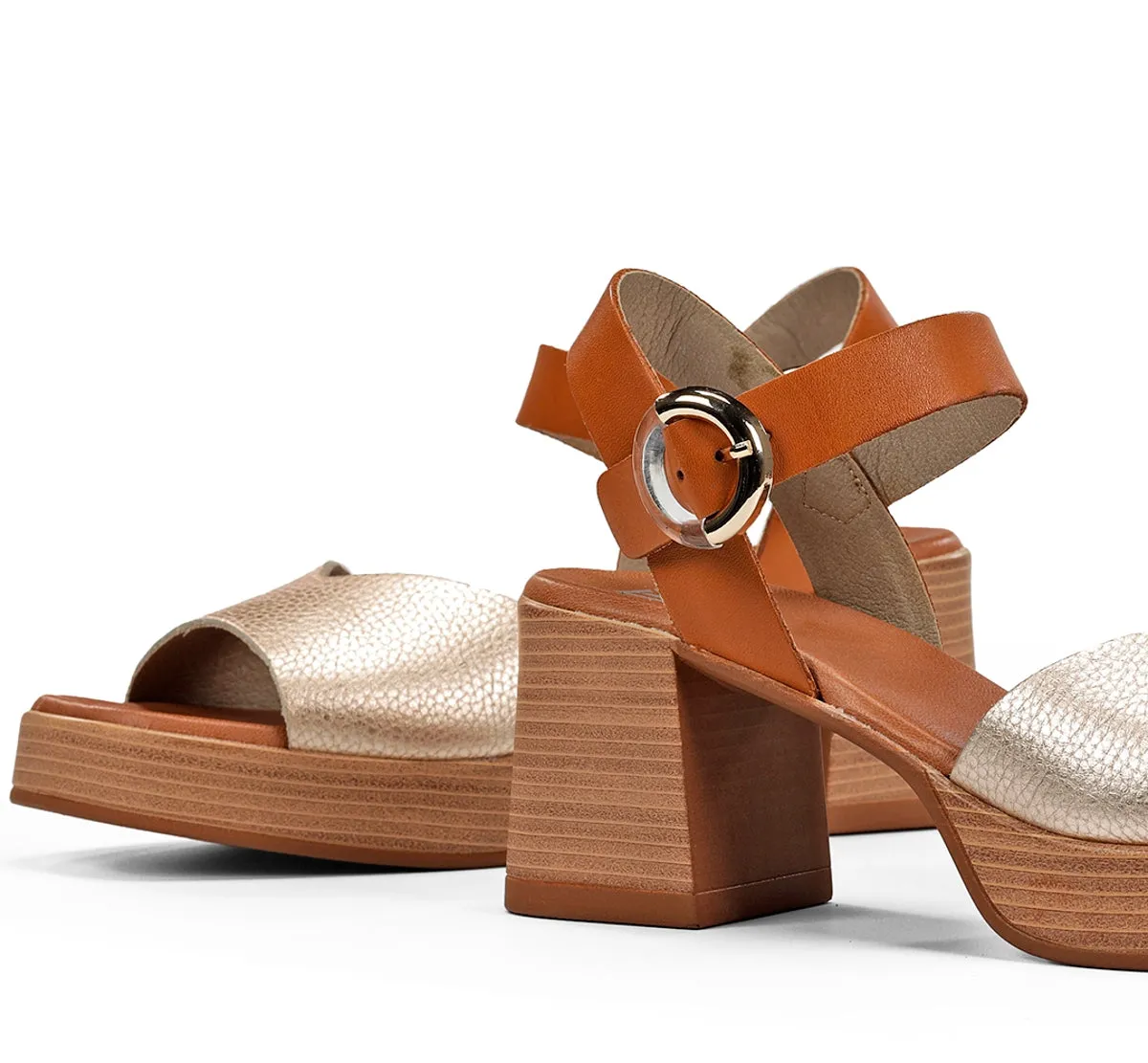 Fluchos Diamond D9287 sandali donna oro tacco largo