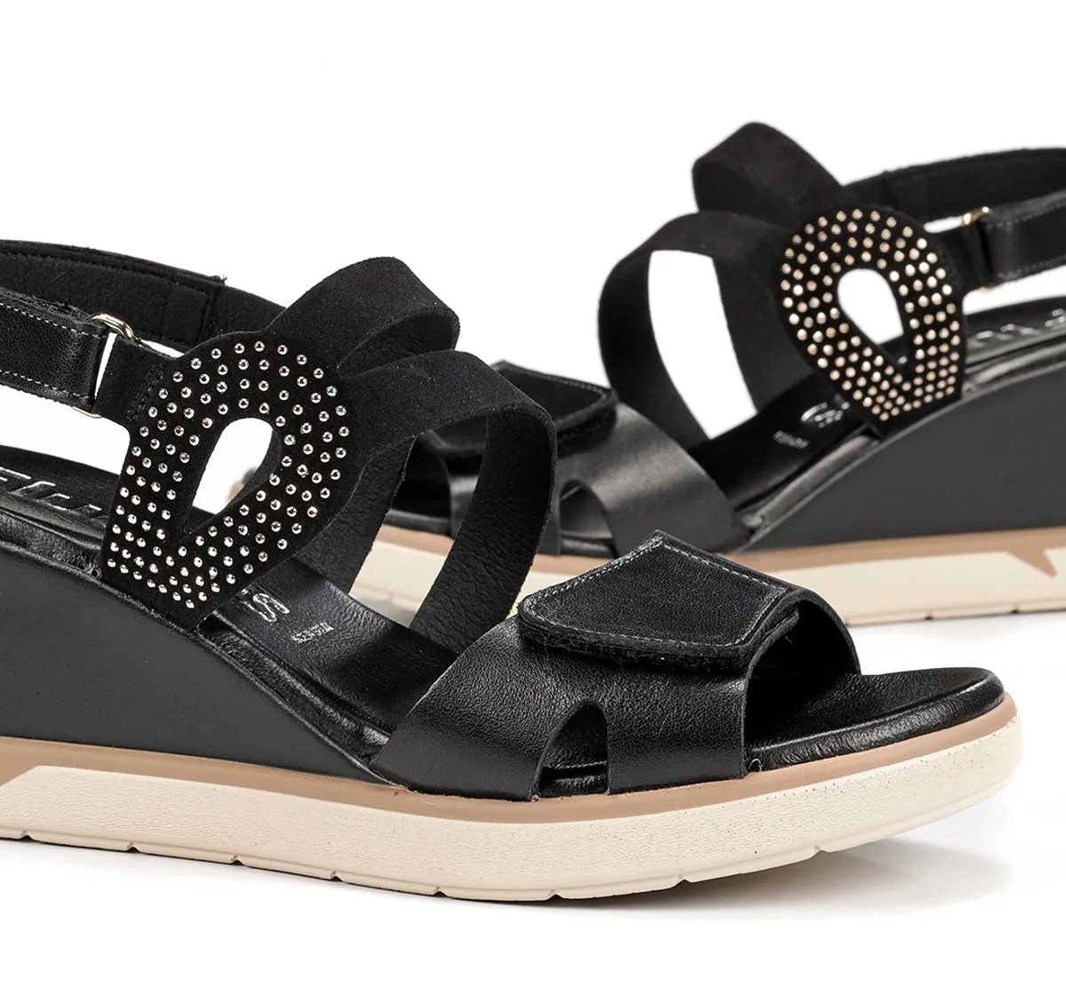 Fluchos Smash F2169 sandali donna neri zeppa
