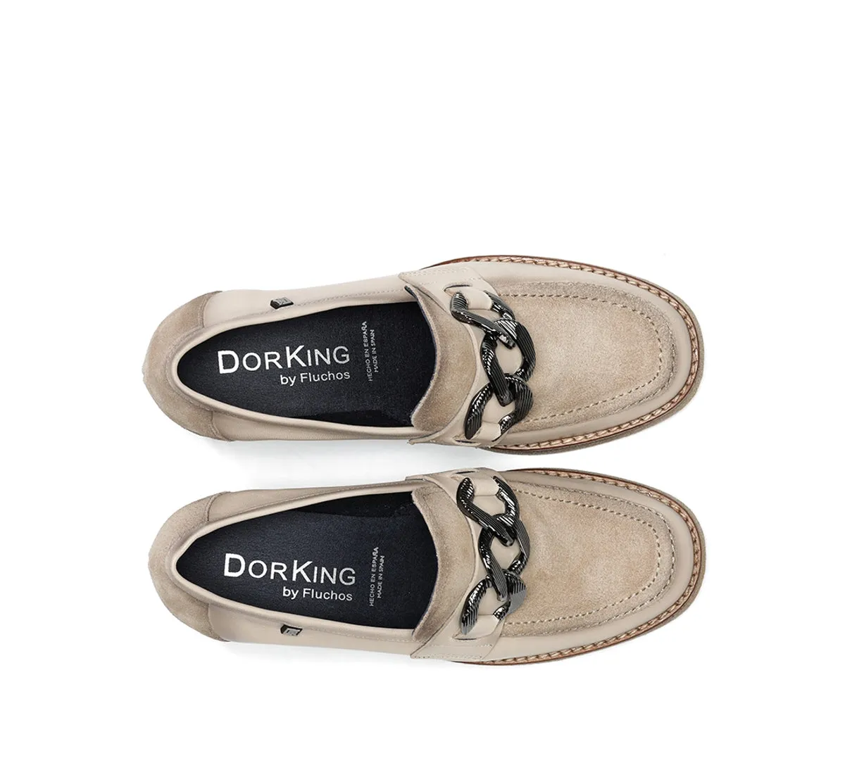 Fluchos Oprah D9193 mocassini tortora tacco medio
