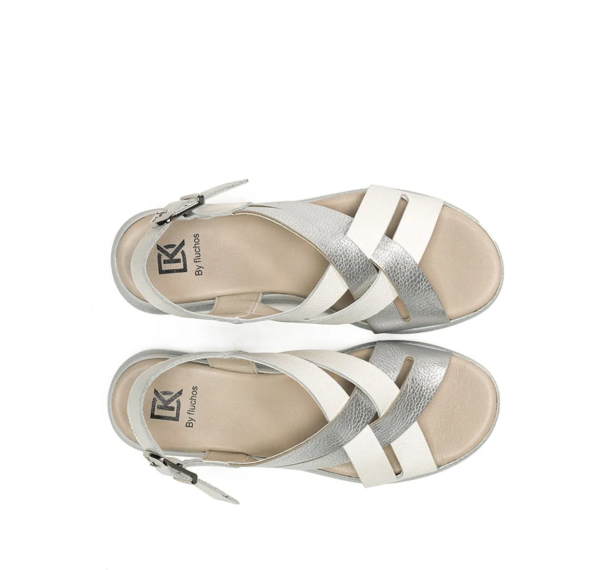 Fluchos Ever D9316 sandali donna argento con fibbia