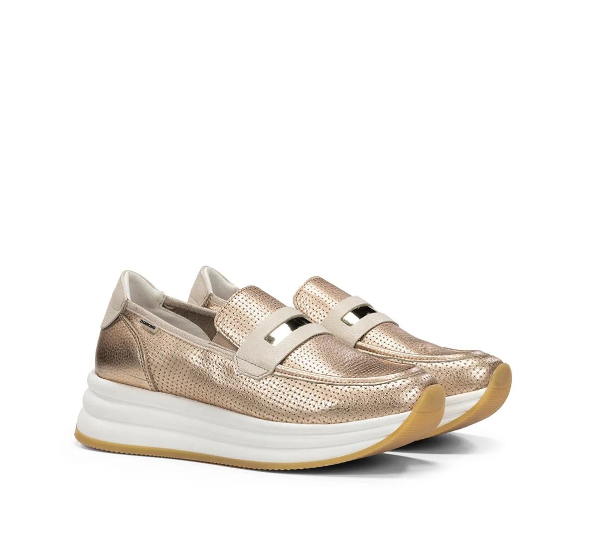 Fluchos Draz D9243 mocassini donna oro con zeppa