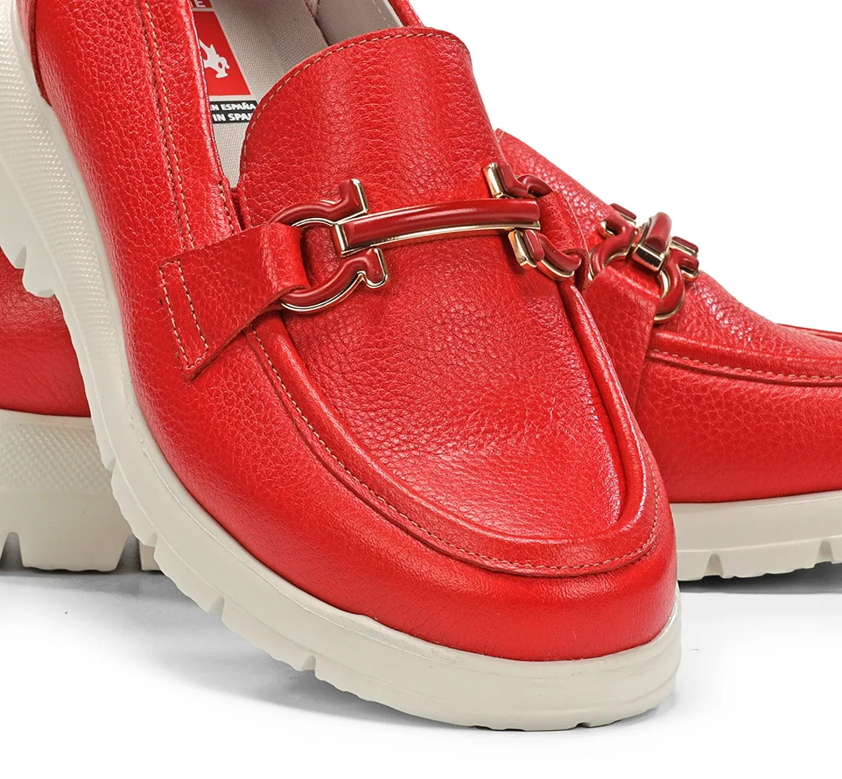 Fluchos Gladis F1936 mocassini donna rosso pelle