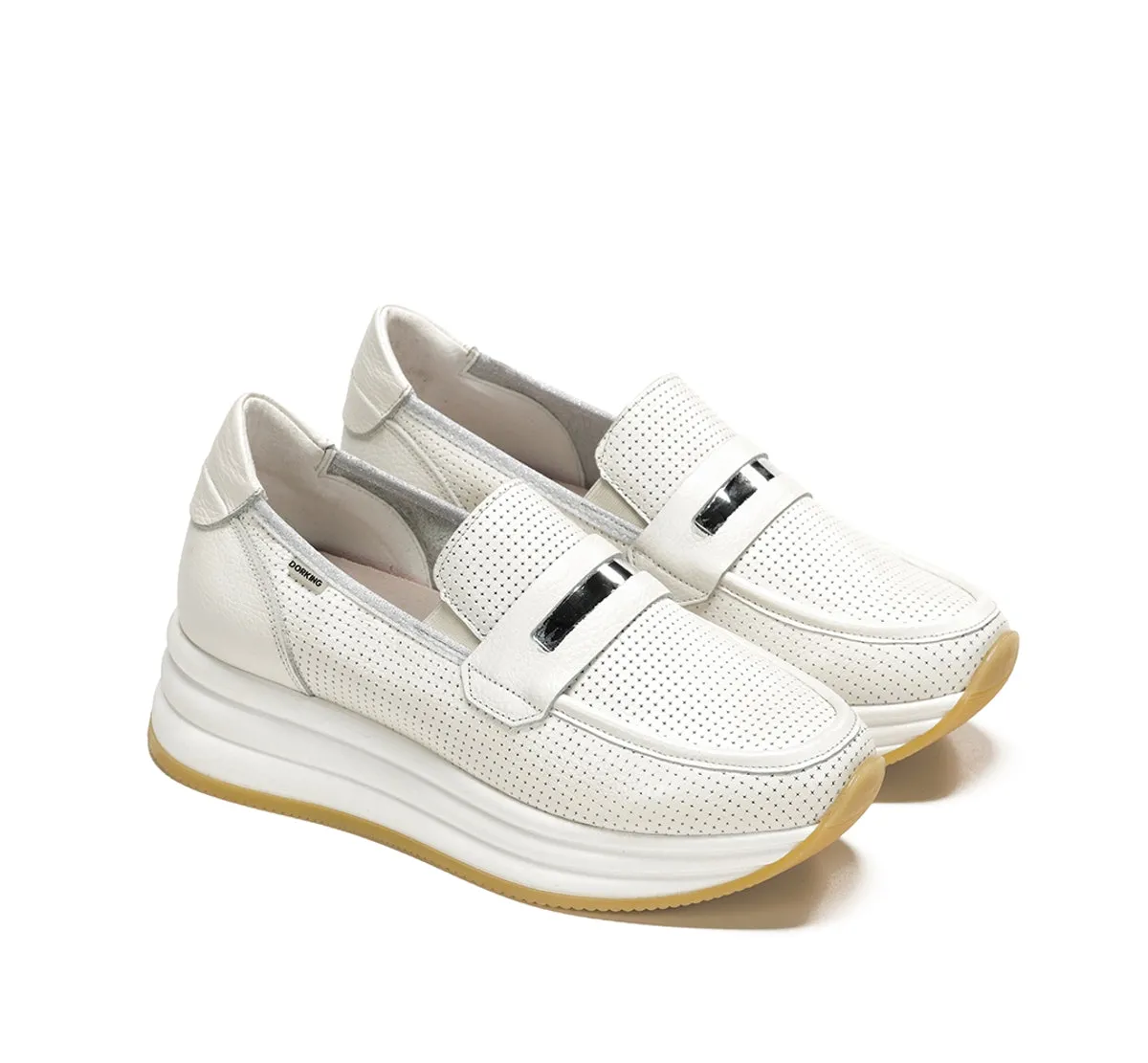 Fluchos Draz D9243 Mocassini Bianco Platform