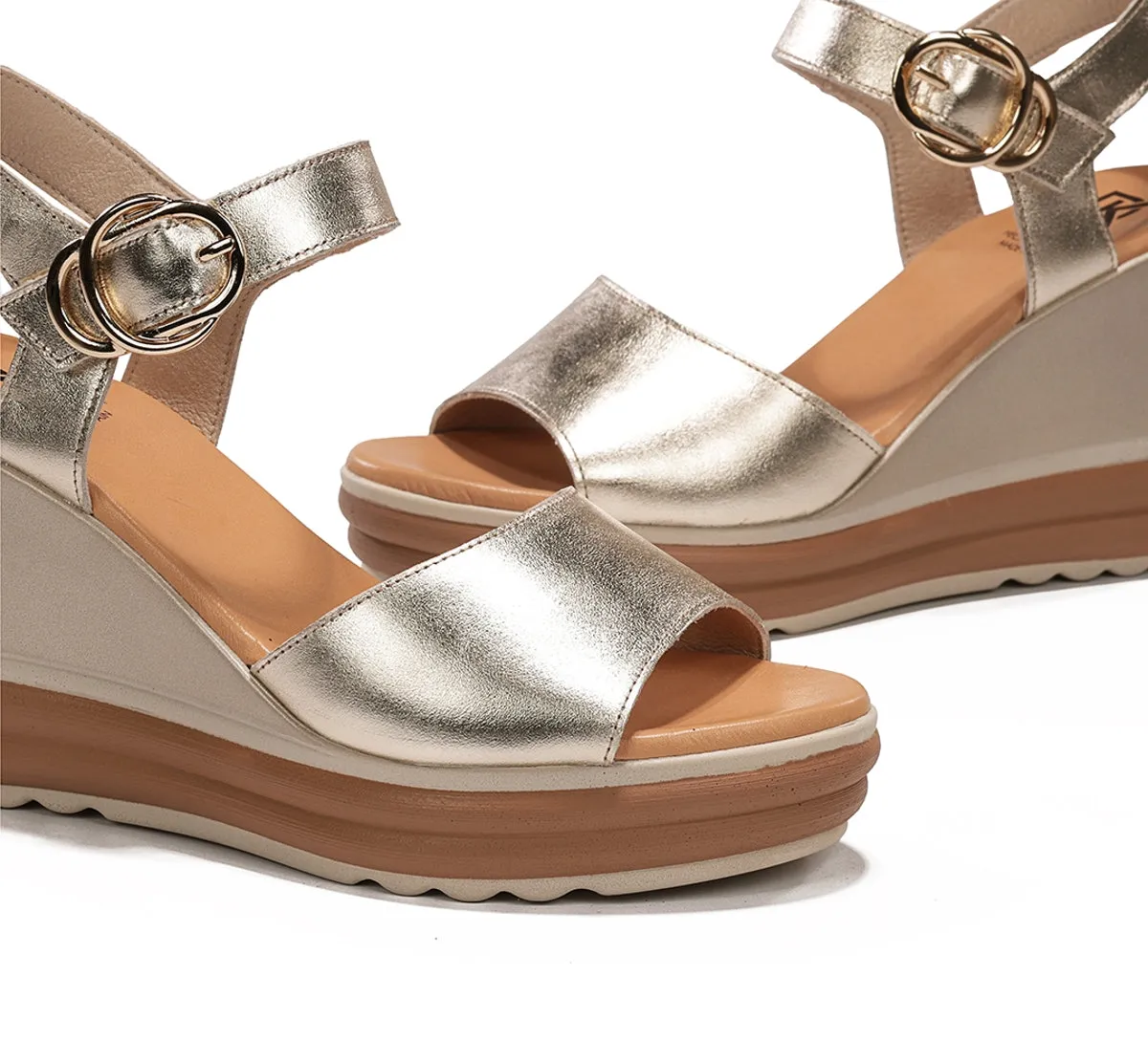 Fluchos Diane D9696 sandali donna zeppa dorati