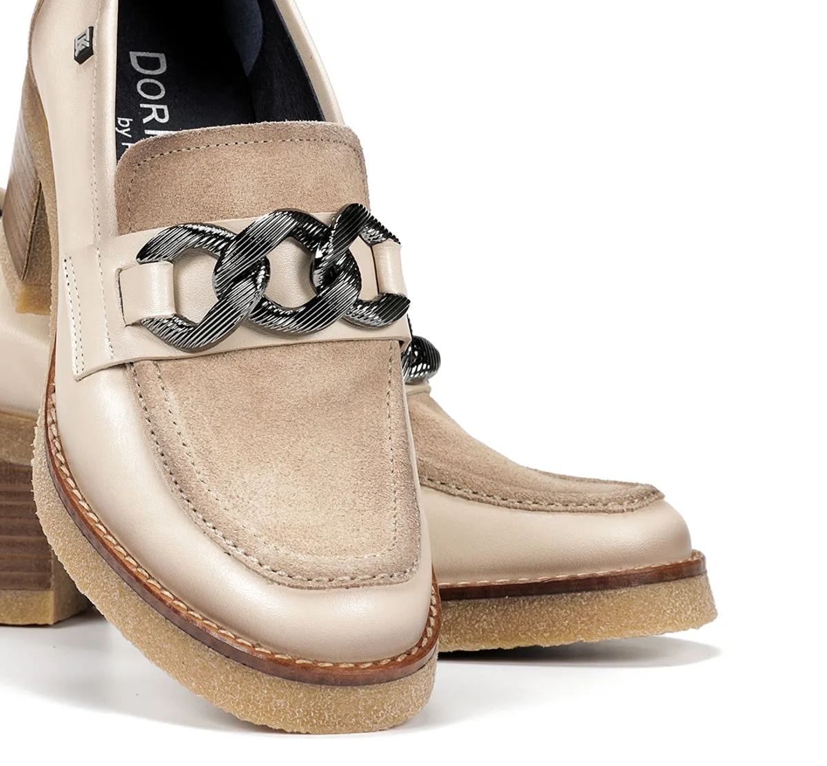 Fluchos Oprah D9193 mocassini tortora tacco medio