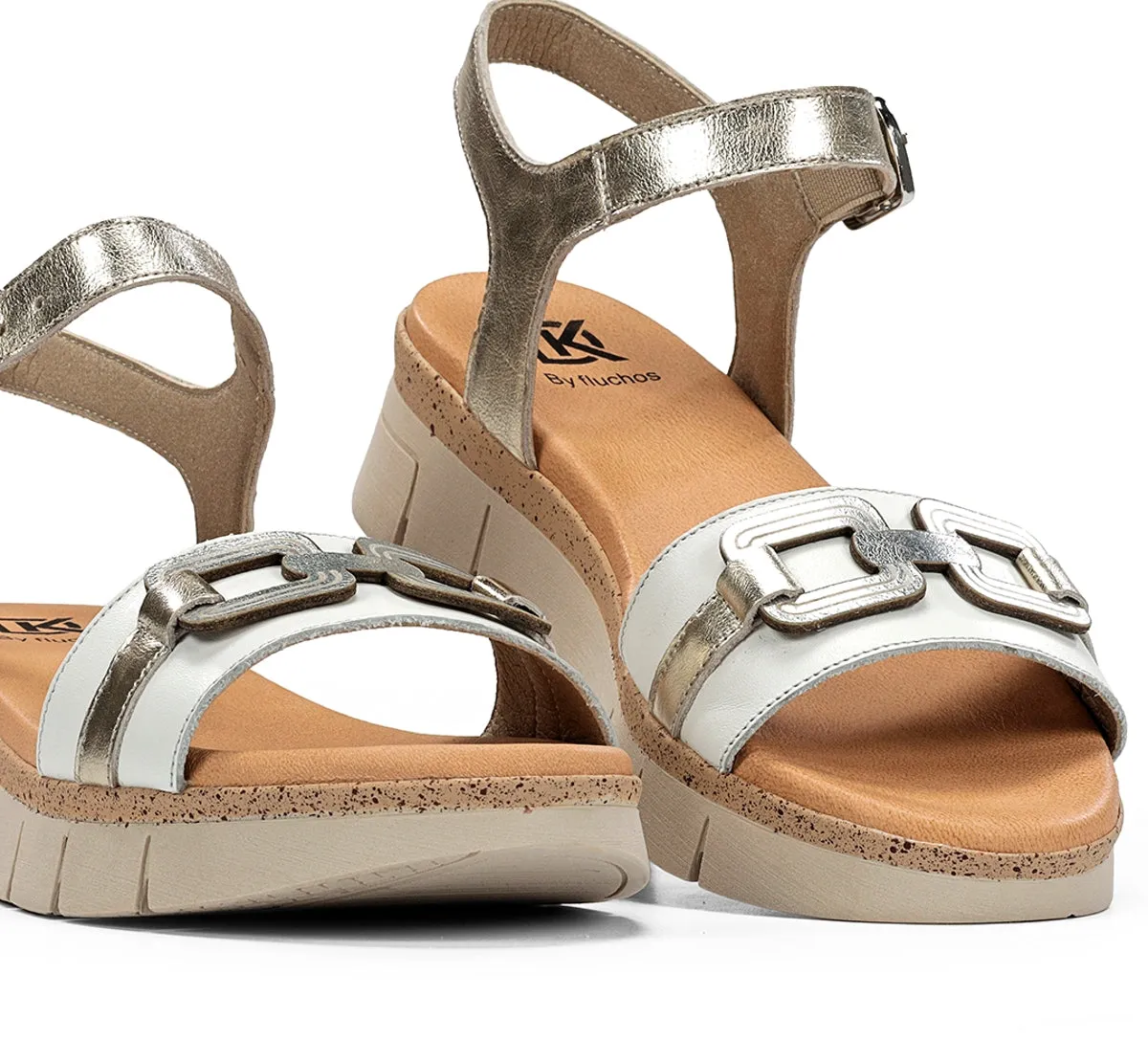Fluchos Klau D9484 Sandali Donna Argento Metallizzato