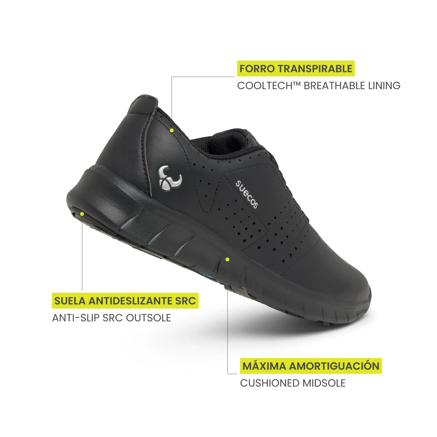 Suecos Erik Black scarpe lavoro nere antiscivolo
