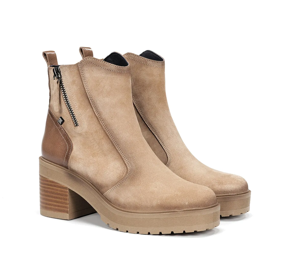 Fluchos Sarah D9353 stivaletto donna taupe tacco largo