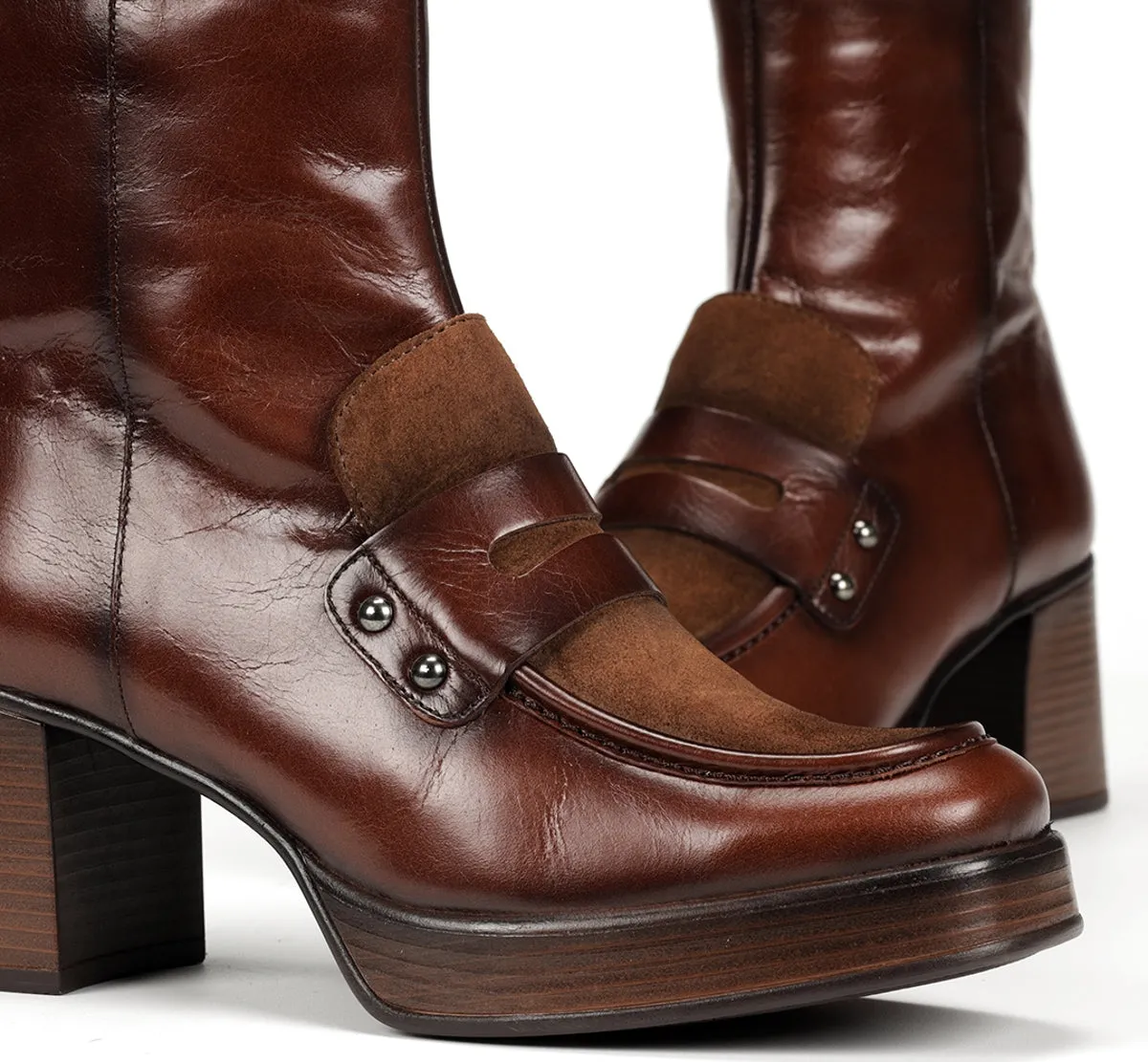 Fluchos Cristel D9158 tronchetti plateau marroni donna