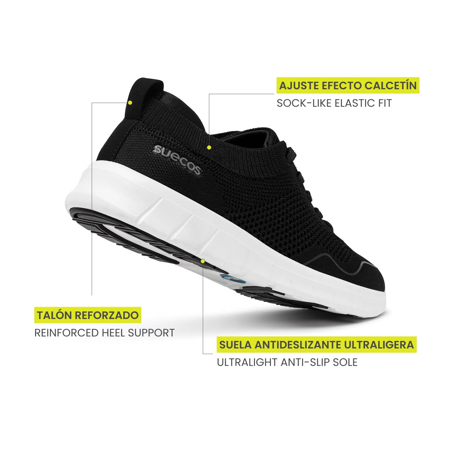 Suecos Lätt scarpe lavoro nero bianco traspiranti