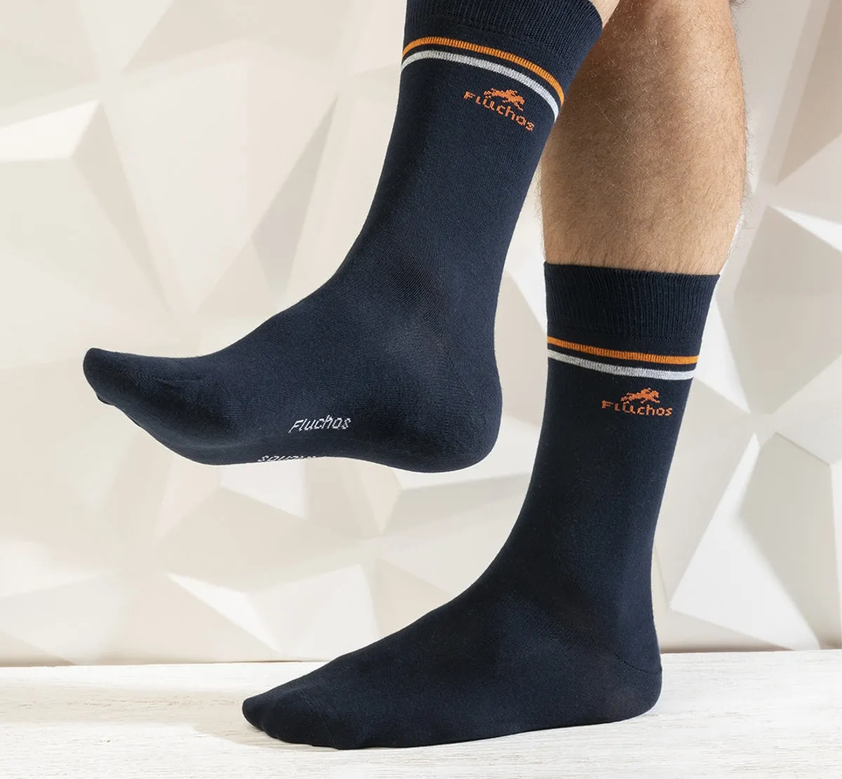 Fluchos CA0009 calzini uomo lunghi blu 2 paia sportivi