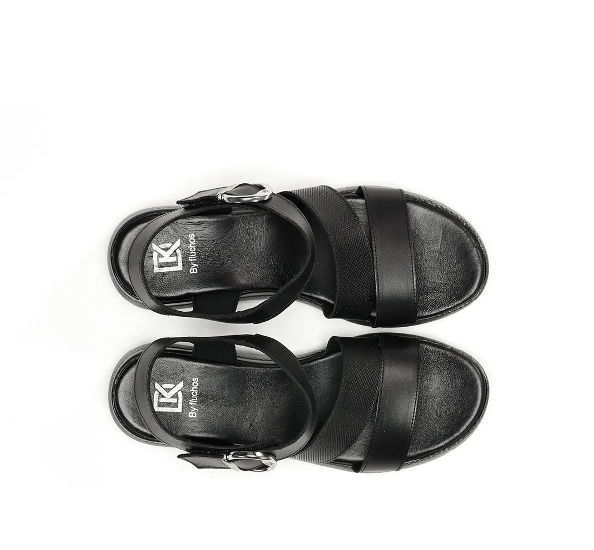 Fluchos Ever D9313 sandalo donna nero fibbia