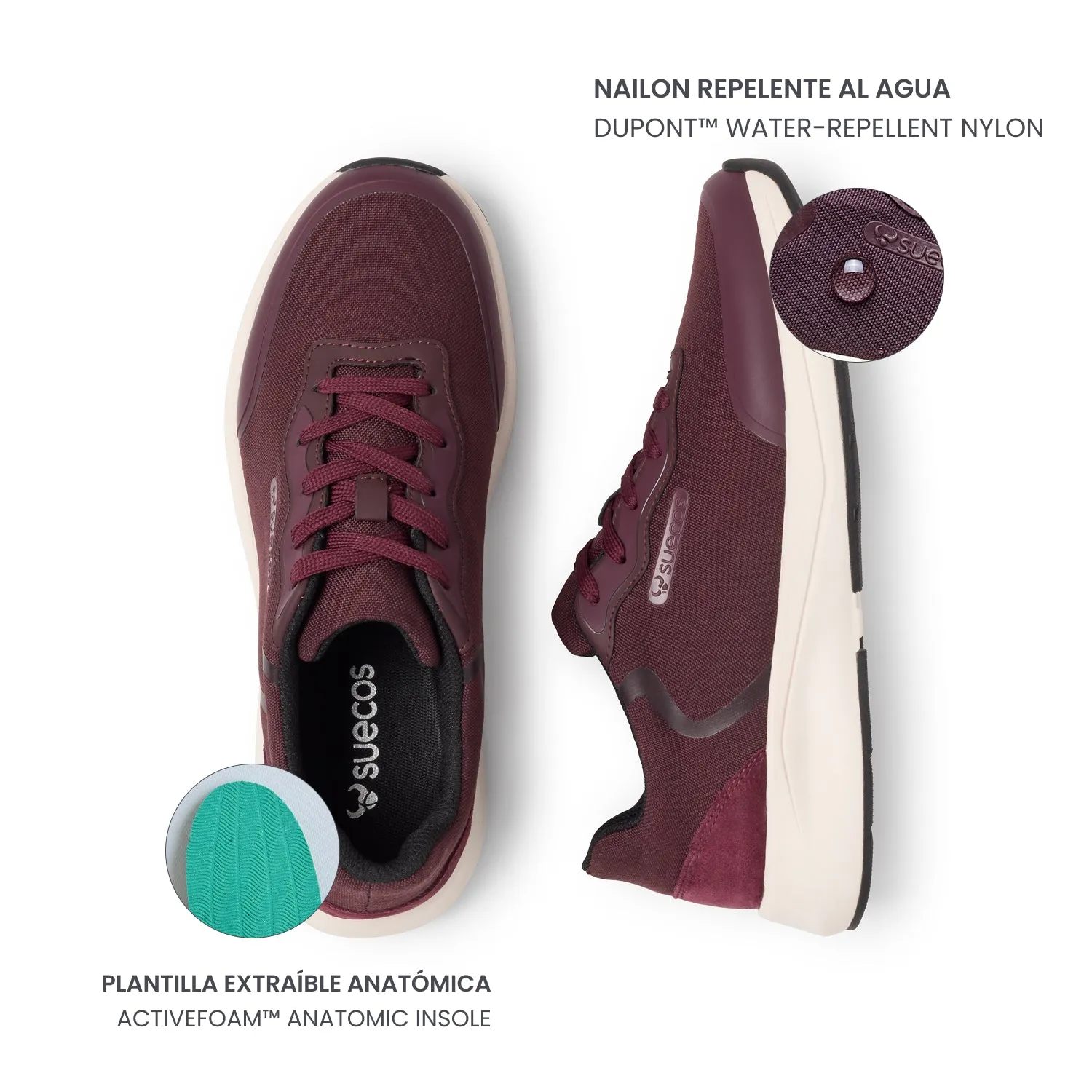 Suecos Vinter scarpe bordeaux idrorepellenti