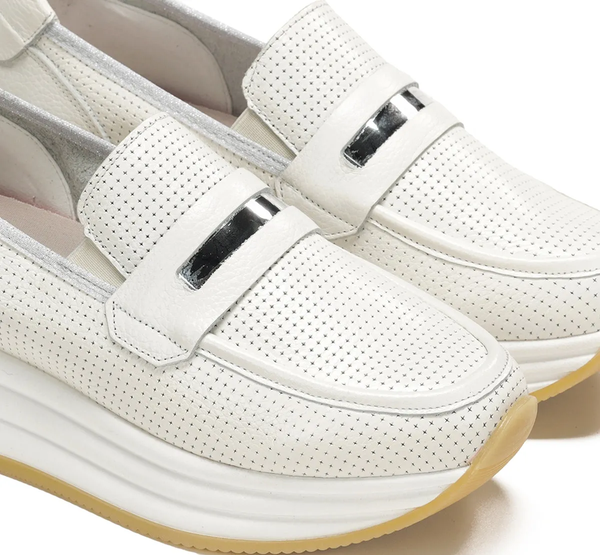 Fluchos Draz D9243 Mocassini Bianco Platform
