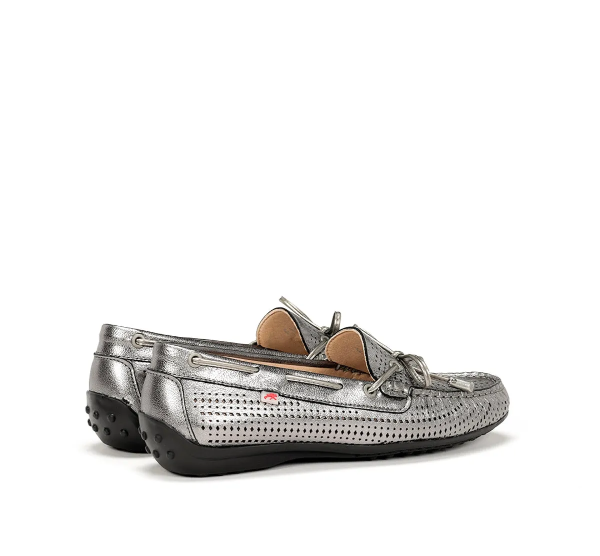 Fluchos Bruni F1428 mocassini donna argento pelle