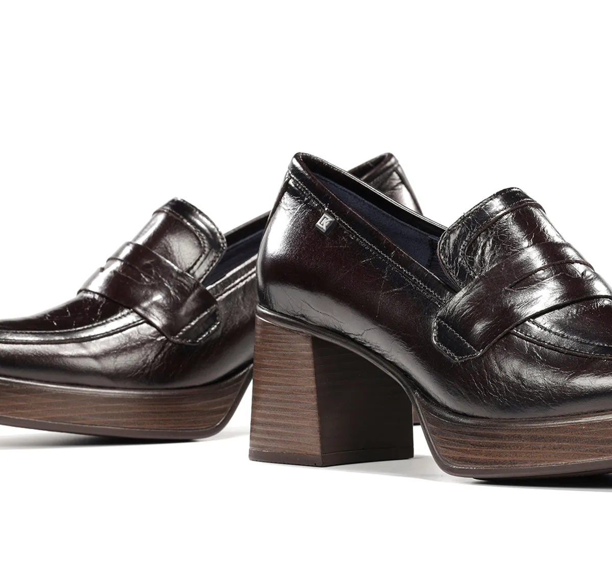 Fluchos Cristel D9334 mocassini donna marroni platform